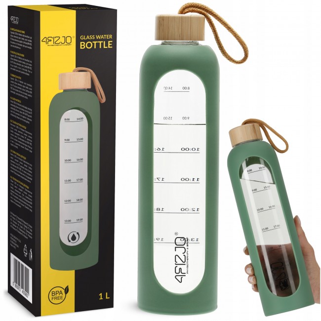 Бутылка для воды спортивная 4FIZJO 1000 мл стеклянная Olive (P-5905973403900) Бутылка для воды спортивная 4FIZJO 1000 мл стеклянная Olive (P-5905973403900)
