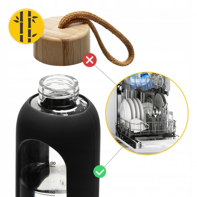 Бутылка для воды спортивная 4FIZJO 750 мл стеклянная Black (P-5905973404174)