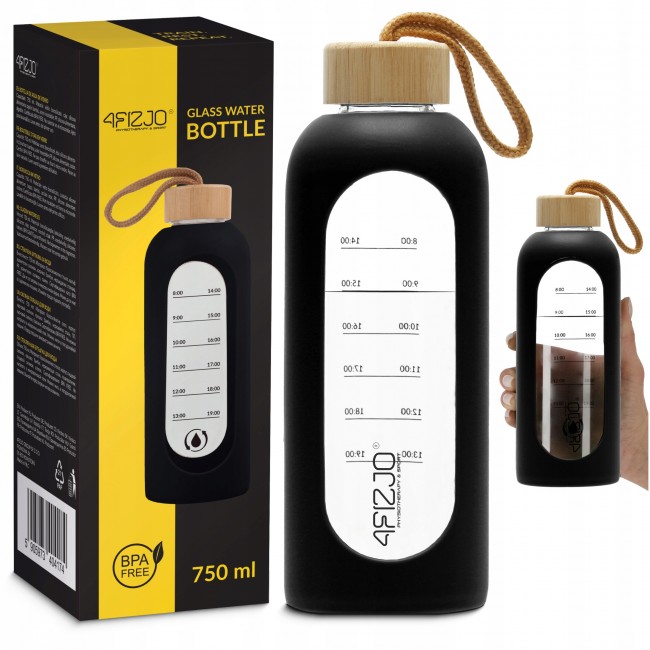Бутылка для воды спортивная 4FIZJO 750 мл стеклянная Black (P-5905973404174) Бутылка для воды спортивная 4FIZJO 750 мл стеклянная Black (P-5905973404174)