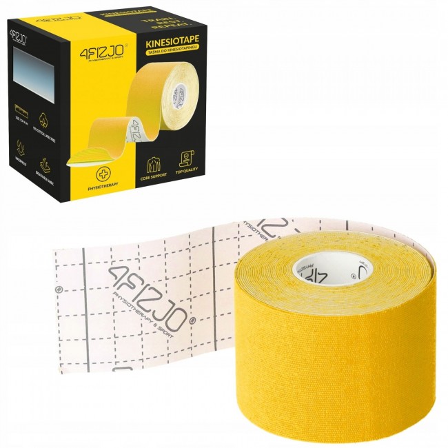 Стрічка кінезіологічна (кінезіо тейп) 4FIZJO 5 см x 5 м Yellow (P-5907739318824)