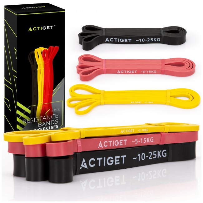 Эспандер-петля Actiget Power Band 2-25 кг (резина для фитнеса и спорта) набор 3 шт ACT0047
