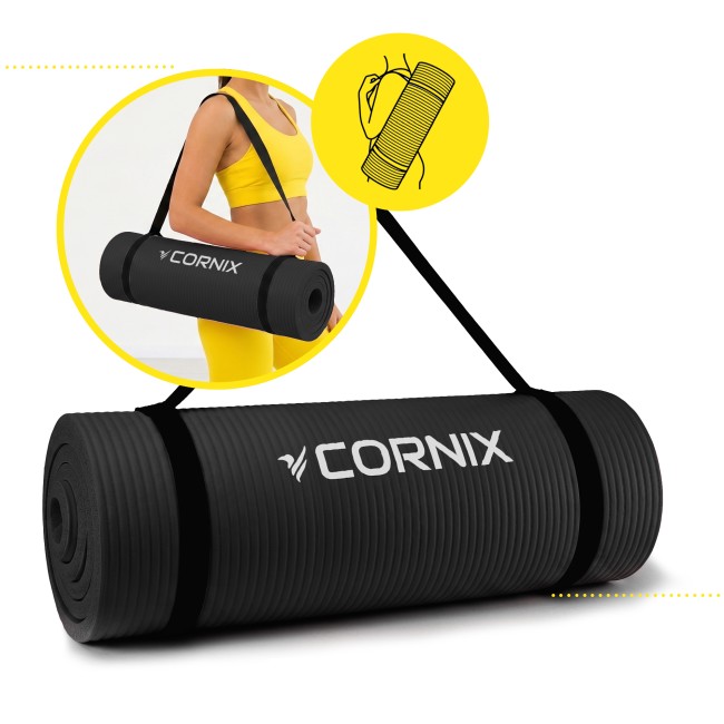 Коврик спортивный Cornix NBR 183 x 61 x 1.5 cм для йоги и фитнеса XR-0495 Black