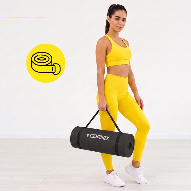 Коврик спортивный Cornix NBR 183 x 61 x 1.5 cм для йоги и фитнеса XR-0495 Black