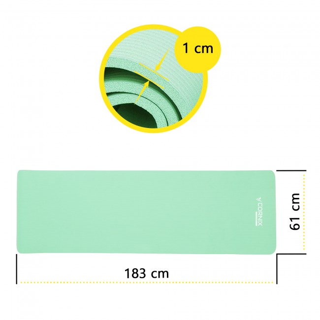 Килимок спортивний Cornix NBR 183 x 61 x 1 см для йоги та фітнесу XR-0491 Light Green