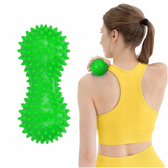Массажный мяч двойной с шипами 4FIZJO Spike+ 7 x 16 см Green (P-5905973403351)