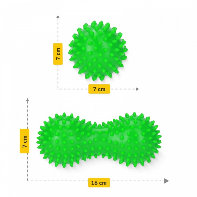Массажный мяч двойной с шипами 4FIZJO Spike+ 7 x 16 см Green (P-5905973403351)