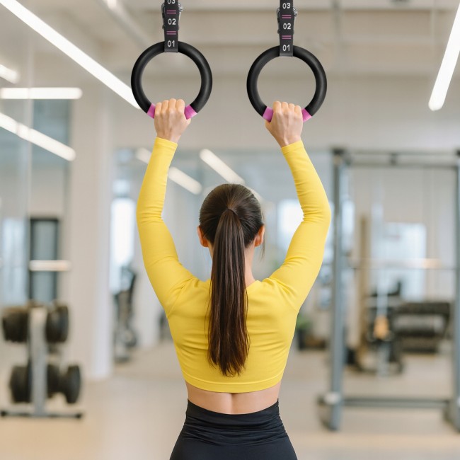 Гімнастичні кільця 4FIZJO з ABS пластику, регульовані Black/Pink (P-5905973406116)