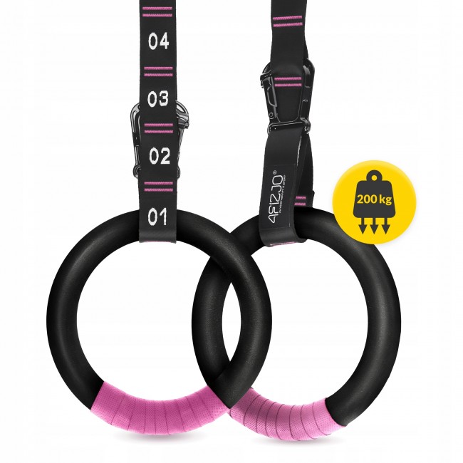 Гімнастичні кільця 4FIZJO з ABS пластику, регульовані Black/Pink (P-5905973406116)