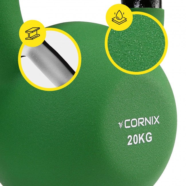 Гиря металева Cornix 20 кг із вініловим покриттям XR-0439 Green/Black