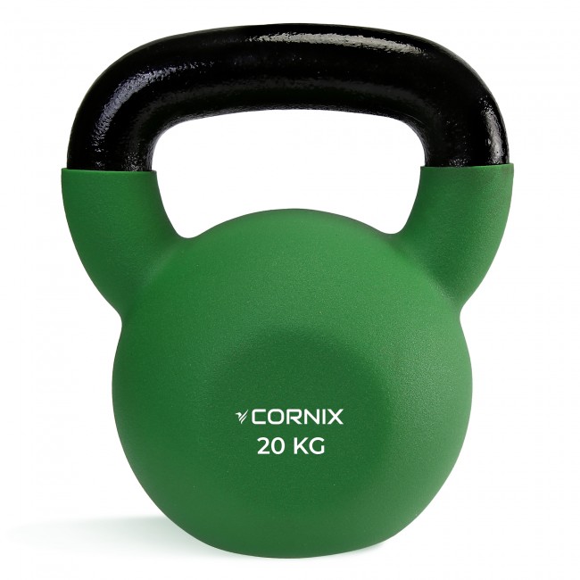 Гиря металева Cornix 20 кг із вініловим покриттям XR-0439 Green/Black