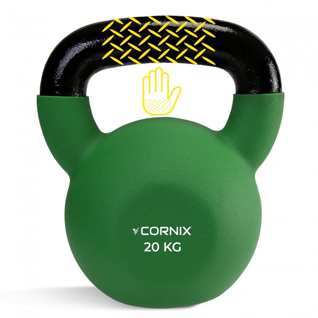 Гиря металева Cornix 20 кг із вініловим покриттям XR-0439 Green/Black
