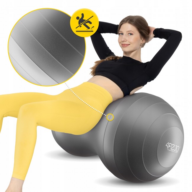 М'яч для фітнесу (арахіс) 4FIZJO Air Ball Peanut 45 x 90 см Anti-Burst Grey (P-5905973407175)