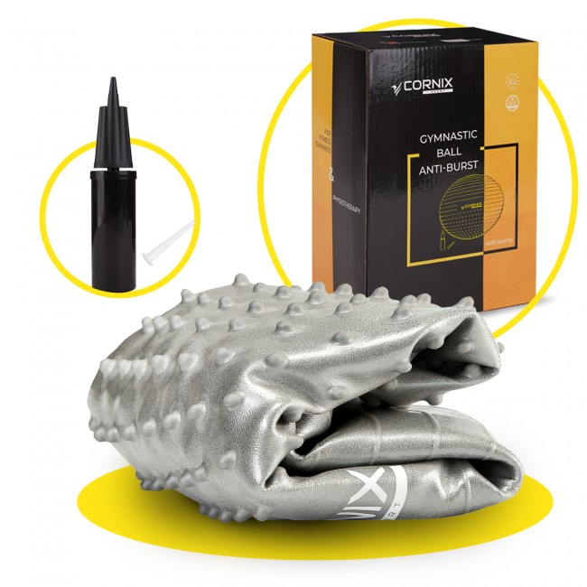 Мяч для фитнеса (фитбол) Cornix 65 см полумассажный Anti-Burst XR-0479 Silver
