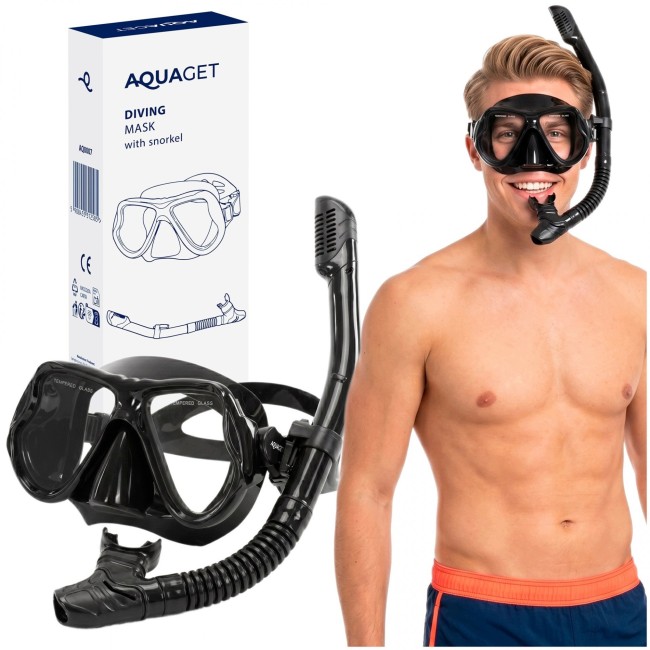 Набор для снорклинга Aquaget маска с трубкой AQ0007 Black