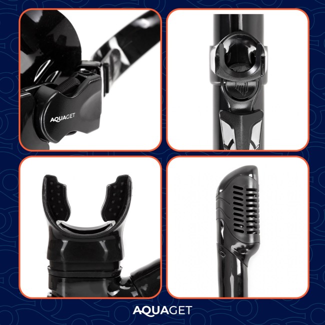 Набор для снорклинга Aquaget маска с трубкой AQ0007 Black