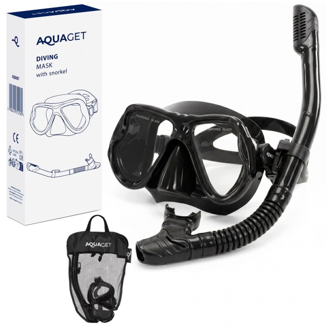 Набор для снорклинга Aquaget маска с трубкой AQ0007 Black