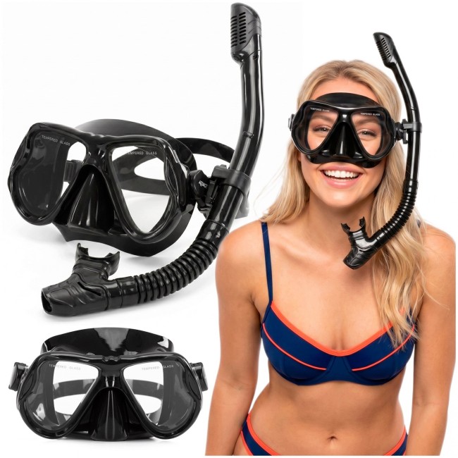 Набор для снорклинга Aquaget маска с трубкой AQ0007 Black