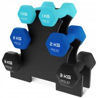Набор гантелей для фитнеса виниловых 4FIZJO Classic 12 кг (2 х 1 кг; 2 кг; 3 кг) со стойкой (P-5905973403238)