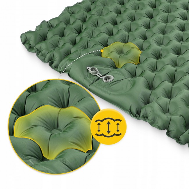 Коврик (каримат) надувной Mountain Goat 200 x 120 x 7 см двухместный со встроенным насосом Navy Green (P-5905973403573)