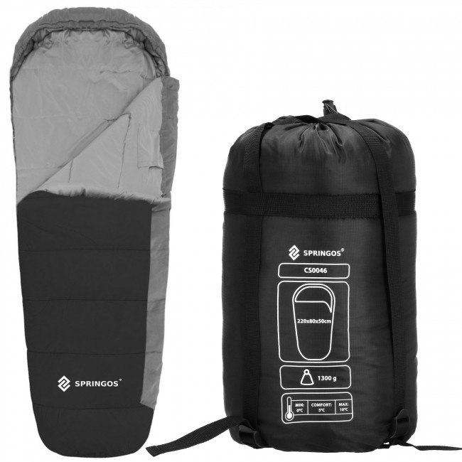 Спальный мешок (спальник) Springos CS0046 0 ...+10 °C R Black/Grey