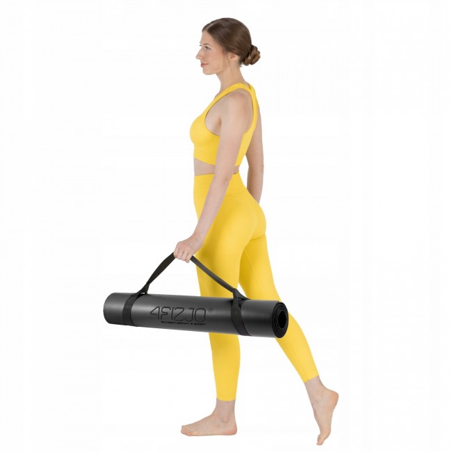 Килимок (мат) спортивний 4FIZJO PU 183 x 68 x 0.4 см для йоги та фітнесу Black (P-5907739319531)