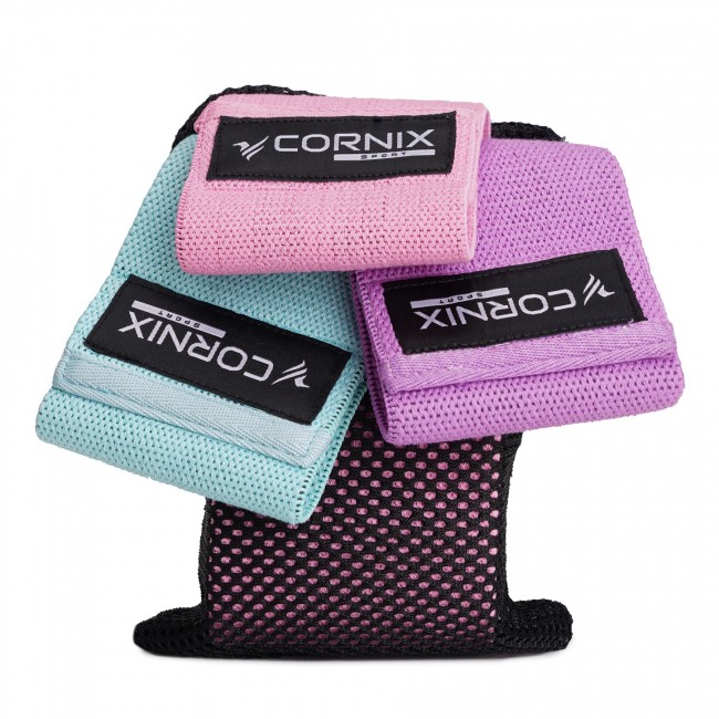 Гумки для фітнесу та спорту тканинні Cornix Hip Band набір 3 шт XR-0048