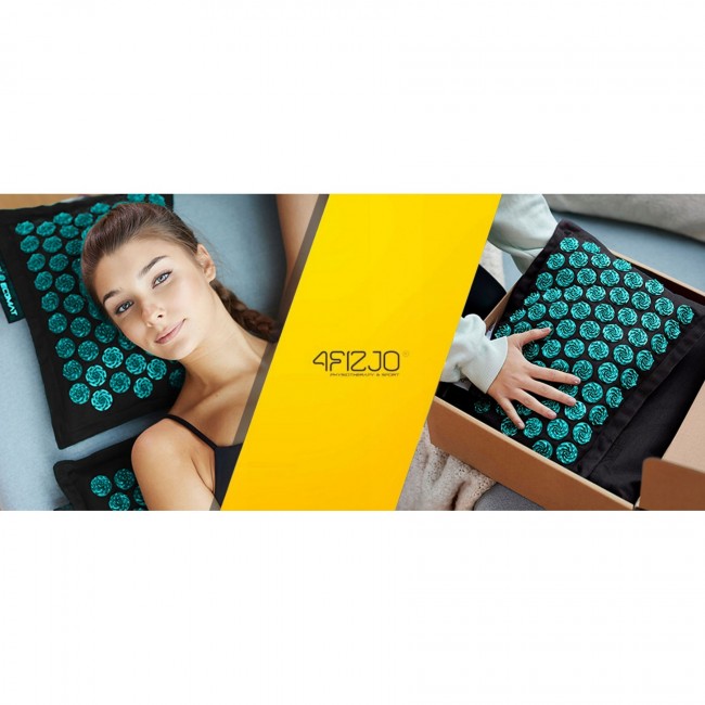 Килимок акупунктурний з подушкою 4FIZJO Eco Mat Аплікатор Кузнєцова Black/Blue (P-5907739316684)