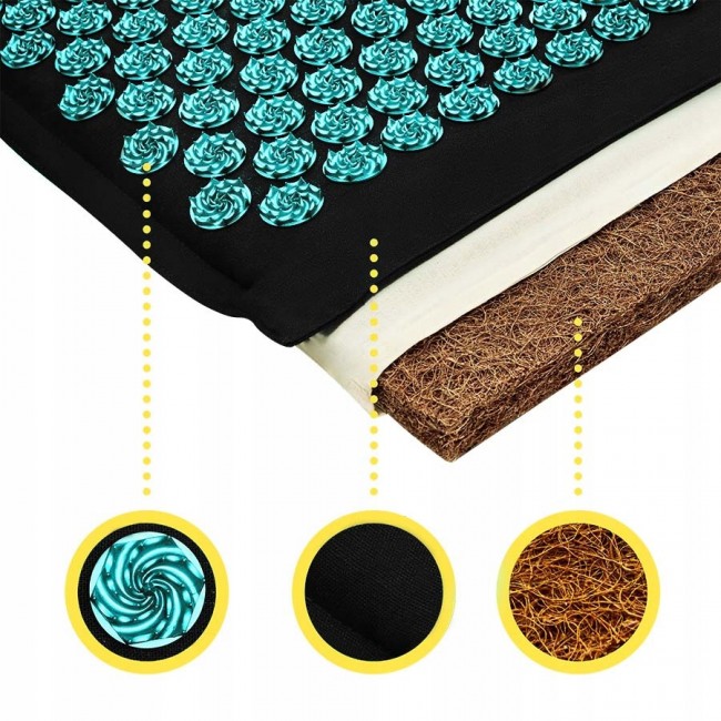 Килимок акупунктурний з подушкою 4FIZJO Eco Mat Аплікатор Кузнєцова Black/Blue (P-5907739316684)
