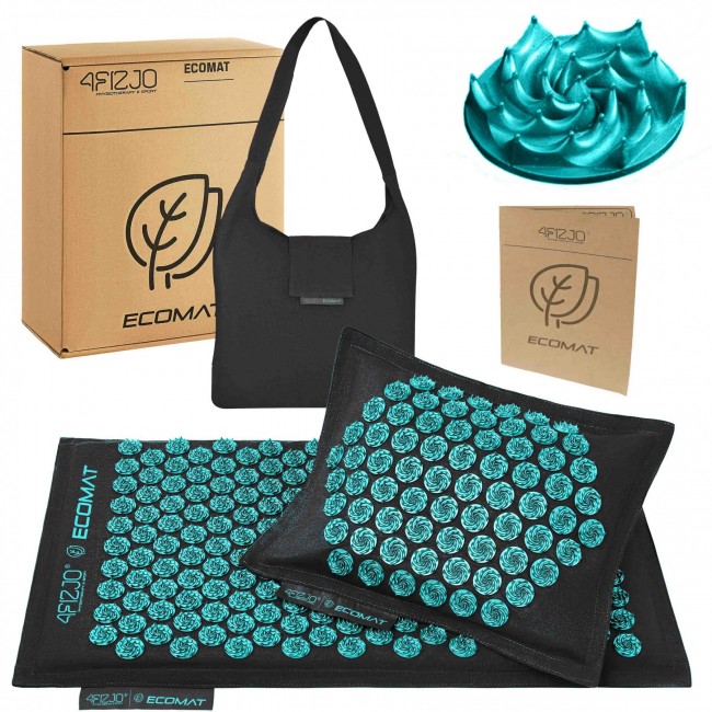 Килимок акупунктурний з подушкою 4FIZJO Eco Mat Аплікатор Кузнєцова Black/Blue (P-5907739316684) Килимок акупунктурний з подушкою 4FIZJO Eco Mat Аплікатор Кузнєцова Black/Blue (P-5907739316684)