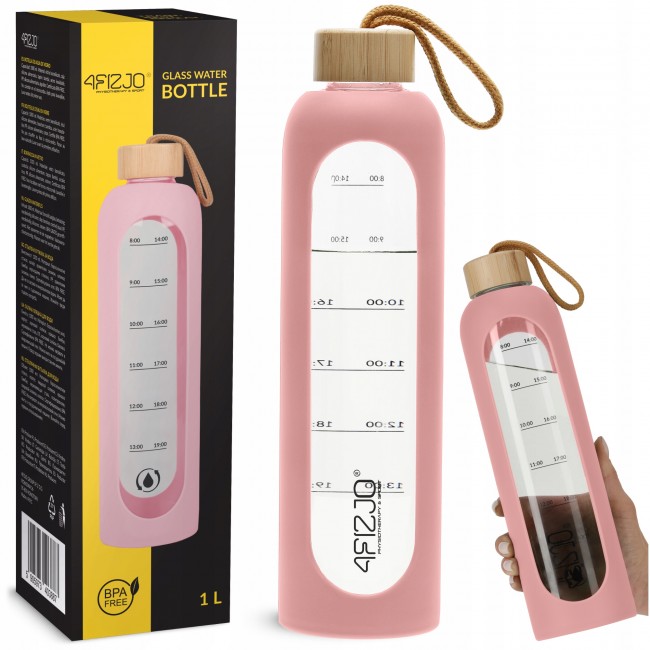 Бутылка для воды спортивная 4FIZJO 1000 мл стеклянная Pink (P-5905973403887) Бутылка для воды спортивная 4FIZJO 1000 мл стеклянная Pink (P-5905973403887)