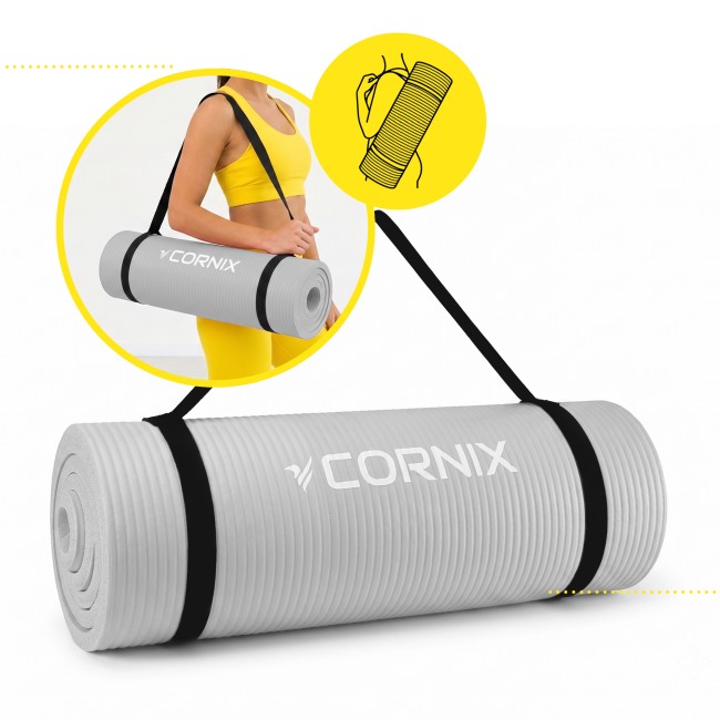 Коврик спортивный Cornix NBR 183 x 61 x 1.5 cм для йоги и фитнеса XR-0496 Grey