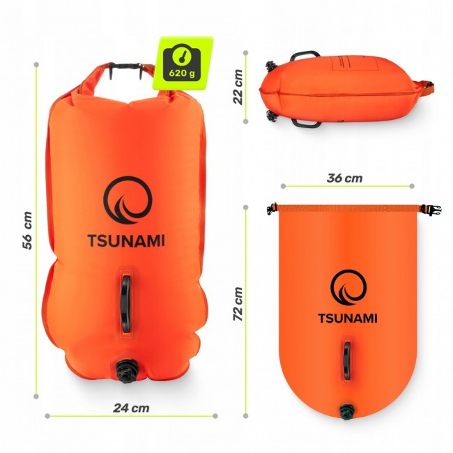 Буй для плавання TSUNAMI надувний 2 в 1 Orange (P-5907739312716)
