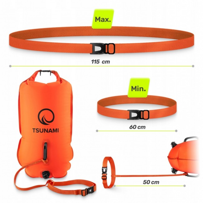 Буй для плавання TSUNAMI надувний 2 в 1 Orange (P-5907739312716)