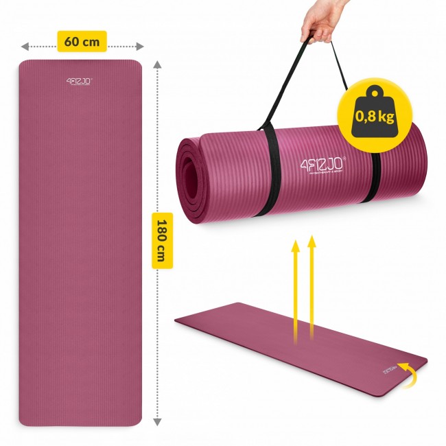 Коврик (мат) спортивный 4FIZJO NBR 180 x 60 x 1 см для йоги и фитнеса Burgundy (P-5905973406703)