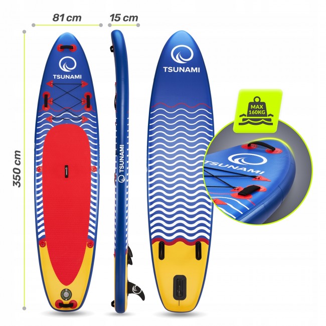 Надувна SUP дошка (САП борд) TSUNAMI 350 см з веслом Wave T04 (P-5907739314239)