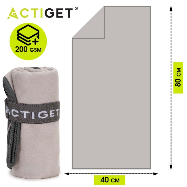 Спортивний рушник Actiget 80 x 40 см з мікрофібри ACT0183 Grey