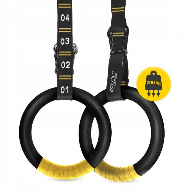 Гімнастичні кільця 4FIZJO з ABS пластику, регульовані Black/Yellow (P-5905973406109)