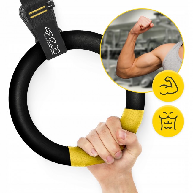 Гімнастичні кільця 4FIZJO з ABS пластику, регульовані Black/Yellow (P-5905973406109)