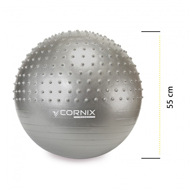 Мяч для фитнеса (фитбол) Cornix 55 см полумассажный Anti-Burst XR-0463 Silver