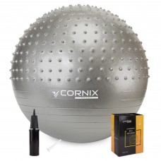 М'яч для фітнесу (фітбол) Cornix 55 см напівмасажний Anti-Burst XR-0463 Silver