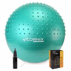 М'яч для фітнесу (фітбол) Cornix 65 см напівмасажний Anti-Burst XR-0480 Mint