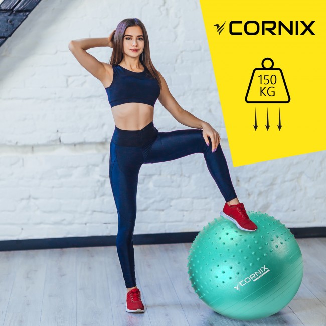 Мяч для фитнеса (фитбол) Cornix 65 см полумассажный Anti-Burst XR-0480 Mint