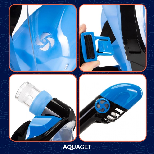 Полнолицевая маска для снорклинга Aquaget Size L/XL AQ0003 Blue/Black