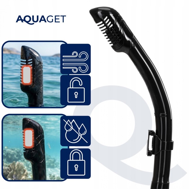 Набор для снорклинга Aquaget маска с трубкой и ласты AQ0008 Black/Grey