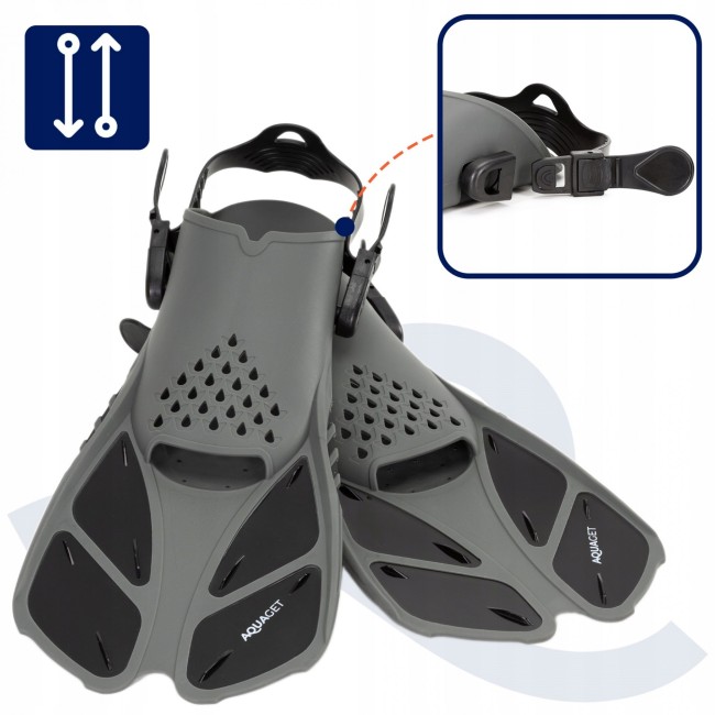 Набор для снорклинга Aquaget маска с трубкой и ласты AQ0008 Black/Grey