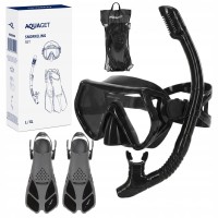 Набор для снорклинга Aquaget маска с трубкой и ласты AQ0008 Black/Grey