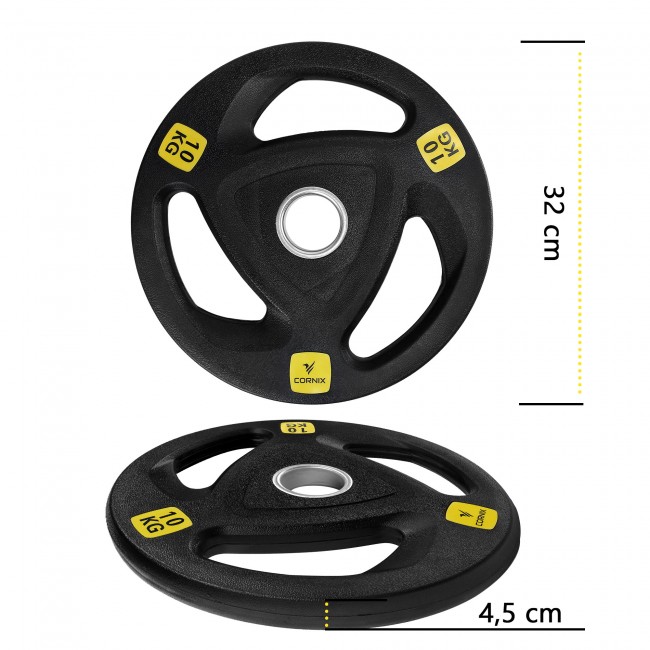 Диск олімпійський Cornix 1 x 10 кг 51 мм металевий прогумований XR-0426 Black