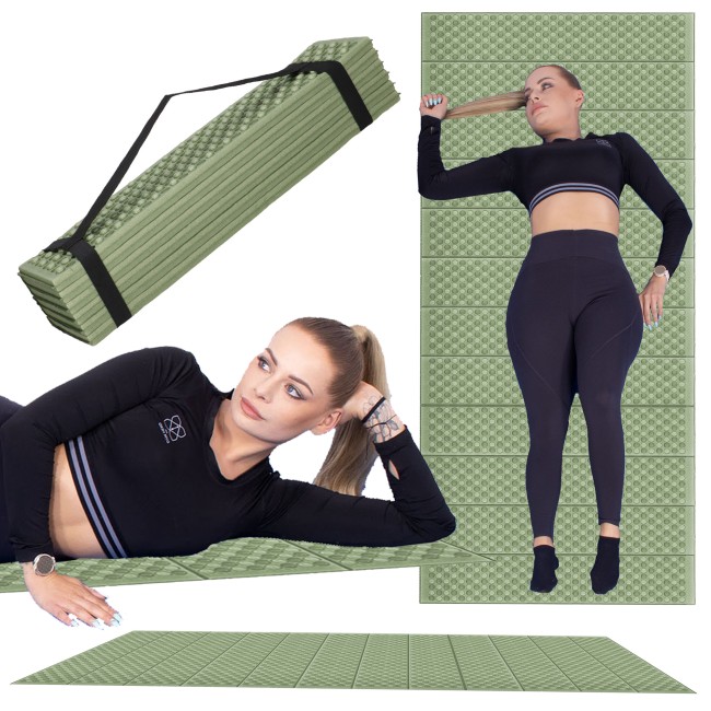 Каремат туристичний Springos XPE 182 x 60 x 0.8 cм складаний PM0010 Green/Grey