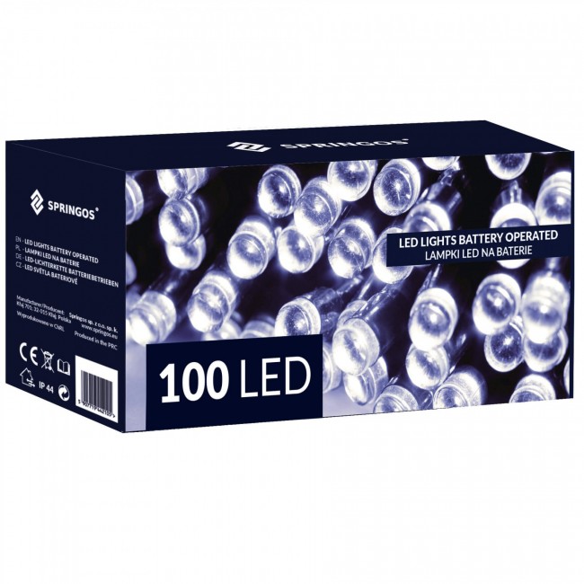 Гирлянда на батарейках Springos 10 м 100 LED CL4031 Cold White