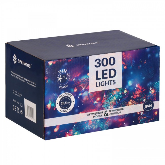 Гирлянда уличная (наружная) Springos 24 м 300 LED + Flash CL0329 Cold White